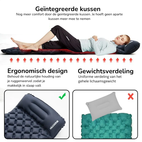 PACOONE opblaasbare Outdoor en Camping matras met ingebouwde voetpomp