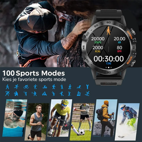 K52 Outdoor & Fitness Smartwatch met calorieteller en stappenteller