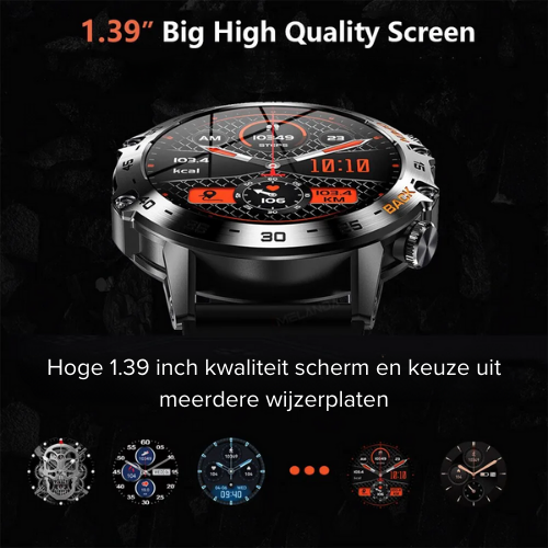 K52 Steel Smartwatch met calorieteller en stappenteller